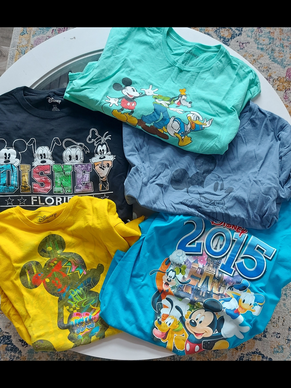 Disney Vintage Character Graphic Tees - Yellow, Blue, Teal, Black, Gray